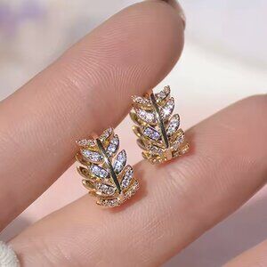 Diamond Leaf Earrings